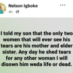Nigerian Man Declares He Will Disown Son for Shedding Tears for Any Woman Other Than His Mother or E...